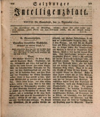 Salzburger Intelligenzblatt Samstag 19. September 1795