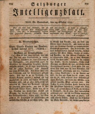 Salzburger Intelligenzblatt Samstag 24. Oktober 1795