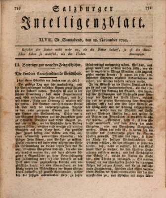 Salzburger Intelligenzblatt Samstag 28. November 1795