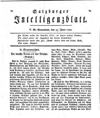 Salzburger Intelligenzblatt Samstag 30. Januar 1796