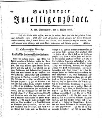 Salzburger Intelligenzblatt Samstag 5. März 1796