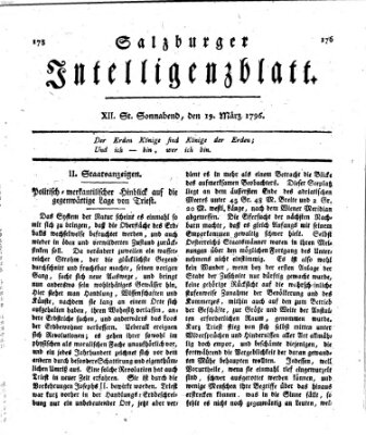 Salzburger Intelligenzblatt Samstag 19. März 1796