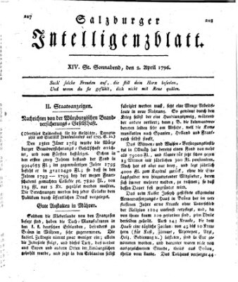 Salzburger Intelligenzblatt Samstag 2. April 1796