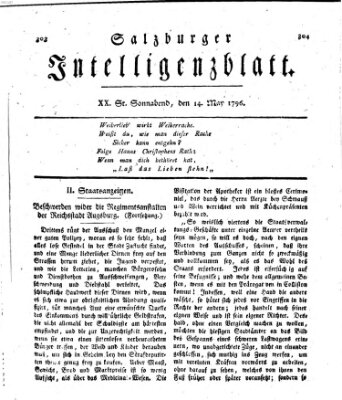 Salzburger Intelligenzblatt Samstag 14. Mai 1796