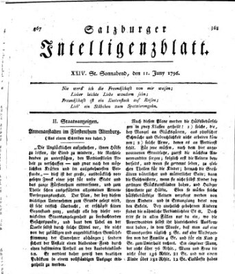 Salzburger Intelligenzblatt Samstag 11. Juni 1796