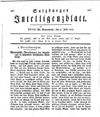 Salzburger Intelligenzblatt Samstag 9. Juli 1796