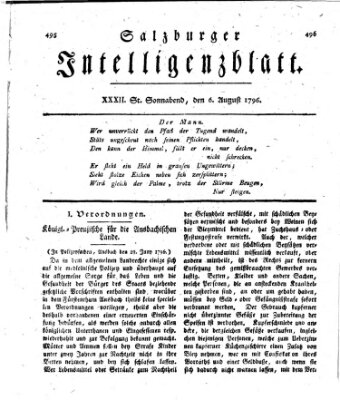 Salzburger Intelligenzblatt Samstag 6. August 1796