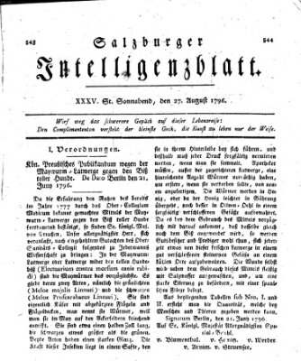 Salzburger Intelligenzblatt Samstag 27. August 1796