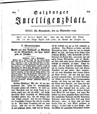 Salzburger Intelligenzblatt Samstag 24. September 1796