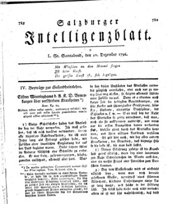 Salzburger Intelligenzblatt Samstag 10. Dezember 1796