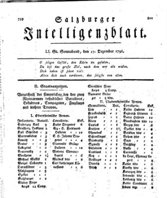 Salzburger Intelligenzblatt Samstag 17. Dezember 1796