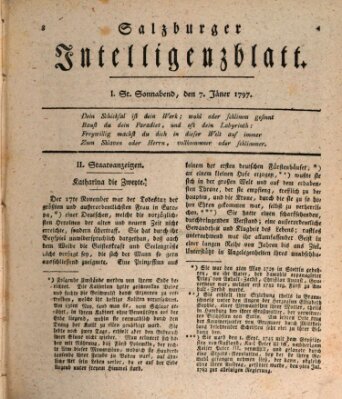 Salzburger Intelligenzblatt Samstag 7. Januar 1797