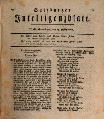 Salzburger Intelligenzblatt Samstag 18. März 1797