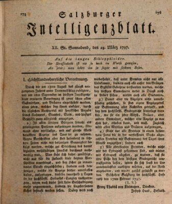 Salzburger Intelligenzblatt Samstag 25. März 1797