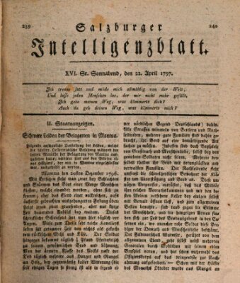 Salzburger Intelligenzblatt Samstag 22. April 1797