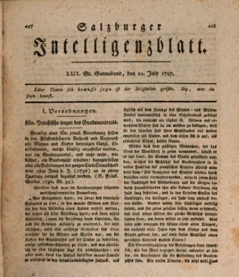 Salzburger Intelligenzblatt Samstag 22. Juli 1797