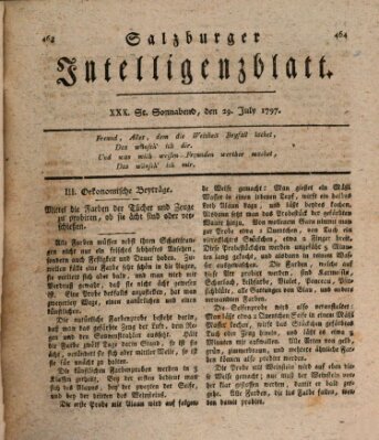 Salzburger Intelligenzblatt Samstag 29. Juli 1797