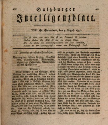 Salzburger Intelligenzblatt Samstag 5. August 1797