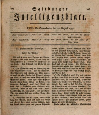 Salzburger Intelligenzblatt Samstag 12. August 1797