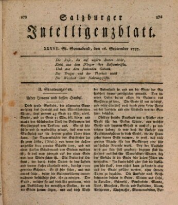 Salzburger Intelligenzblatt Samstag 16. September 1797