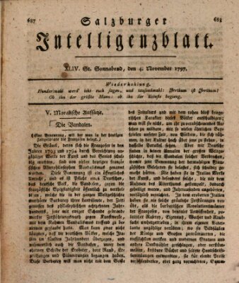 Salzburger Intelligenzblatt Samstag 4. November 1797