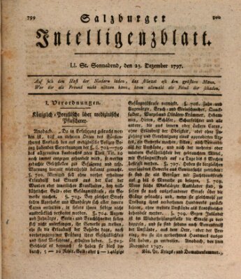 Salzburger Intelligenzblatt Samstag 23. Dezember 1797