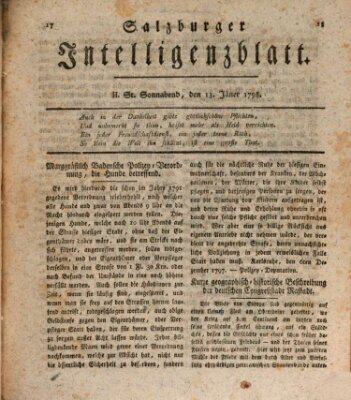 Salzburger Intelligenzblatt Samstag 13. Januar 1798