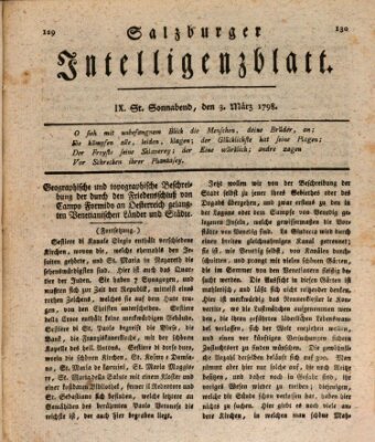 Salzburger Intelligenzblatt Samstag 3. März 1798