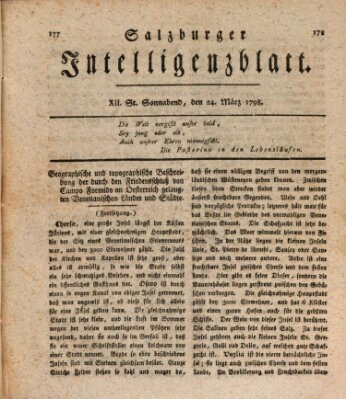 Salzburger Intelligenzblatt Samstag 24. März 1798