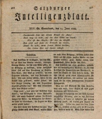 Salzburger Intelligenzblatt Samstag 23. Juni 1798