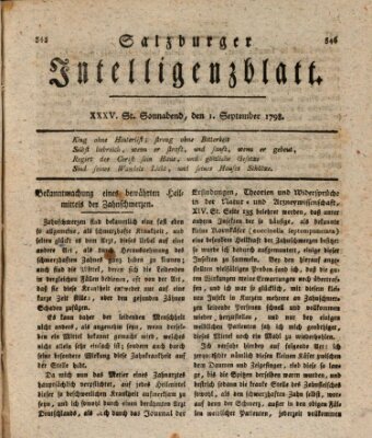 Salzburger Intelligenzblatt Samstag 1. September 1798