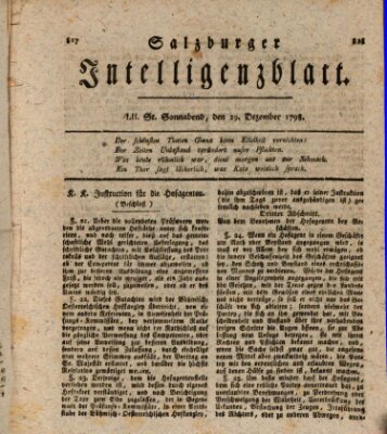 Salzburger Intelligenzblatt Samstag 29. Dezember 1798