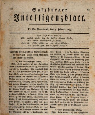 Salzburger Intelligenzblatt Samstag 9. Februar 1799