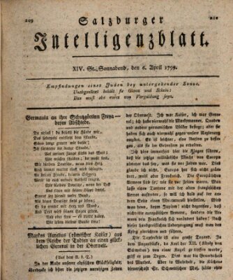 Salzburger Intelligenzblatt Samstag 6. April 1799