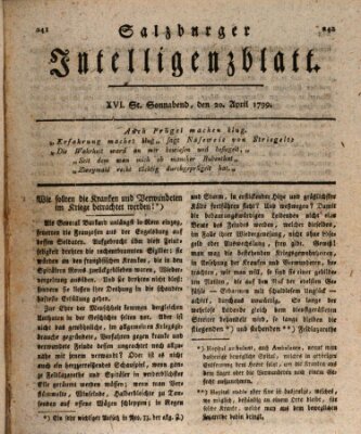 Salzburger Intelligenzblatt Samstag 20. April 1799