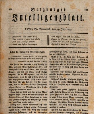 Salzburger Intelligenzblatt Samstag 13. Juli 1799