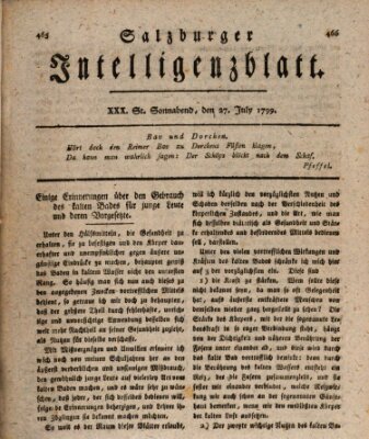 Salzburger Intelligenzblatt Samstag 27. Juli 1799