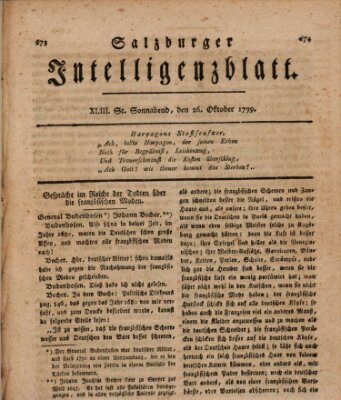 Salzburger Intelligenzblatt Samstag 26. Oktober 1799