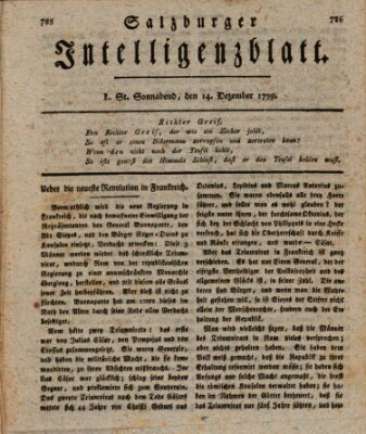 Salzburger Intelligenzblatt Samstag 14. Dezember 1799