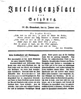 Intelligenzblatt von Salzburg (Salzburger Intelligenzblatt) Samstag 25. Januar 1800