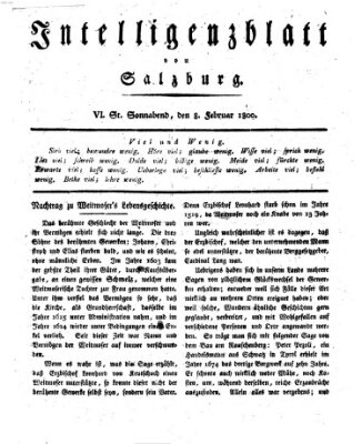 Intelligenzblatt von Salzburg (Salzburger Intelligenzblatt) Samstag 8. Februar 1800