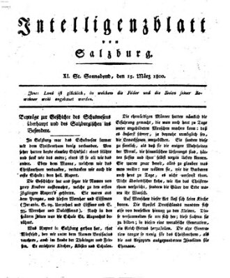 Intelligenzblatt von Salzburg (Salzburger Intelligenzblatt) Samstag 15. März 1800