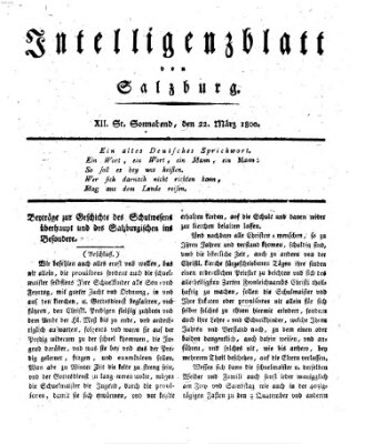 Intelligenzblatt von Salzburg (Salzburger Intelligenzblatt) Samstag 22. März 1800