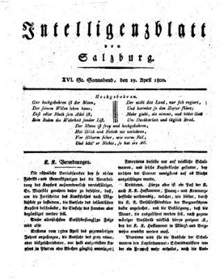 Intelligenzblatt von Salzburg (Salzburger Intelligenzblatt) Samstag 19. April 1800