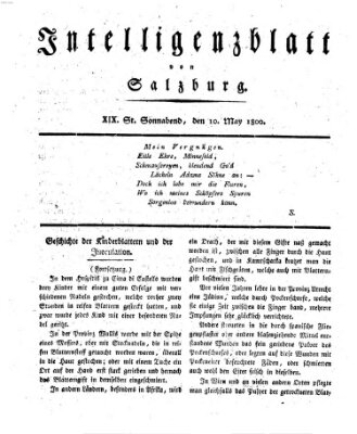 Intelligenzblatt von Salzburg (Salzburger Intelligenzblatt) Samstag 10. Mai 1800