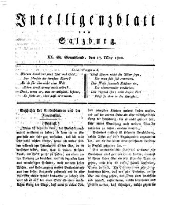 Intelligenzblatt von Salzburg (Salzburger Intelligenzblatt) Samstag 17. Mai 1800