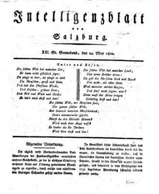 Intelligenzblatt von Salzburg (Salzburger Intelligenzblatt) Samstag 24. Mai 1800