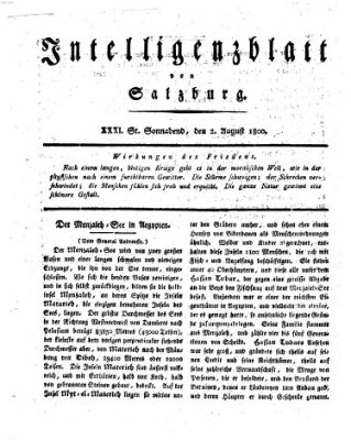 Intelligenzblatt von Salzburg (Salzburger Intelligenzblatt) Samstag 2. August 1800