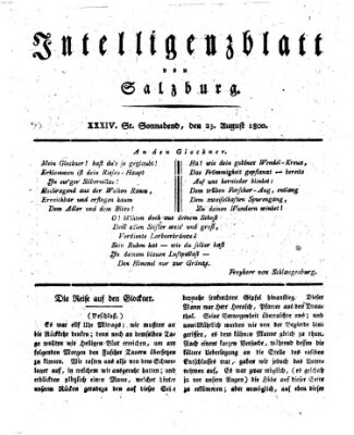 Intelligenzblatt von Salzburg (Salzburger Intelligenzblatt) Samstag 23. August 1800