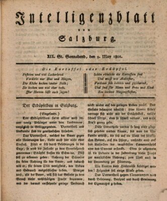 Intelligenzblatt von Salzburg (Salzburger Intelligenzblatt) Samstag 9. Mai 1801